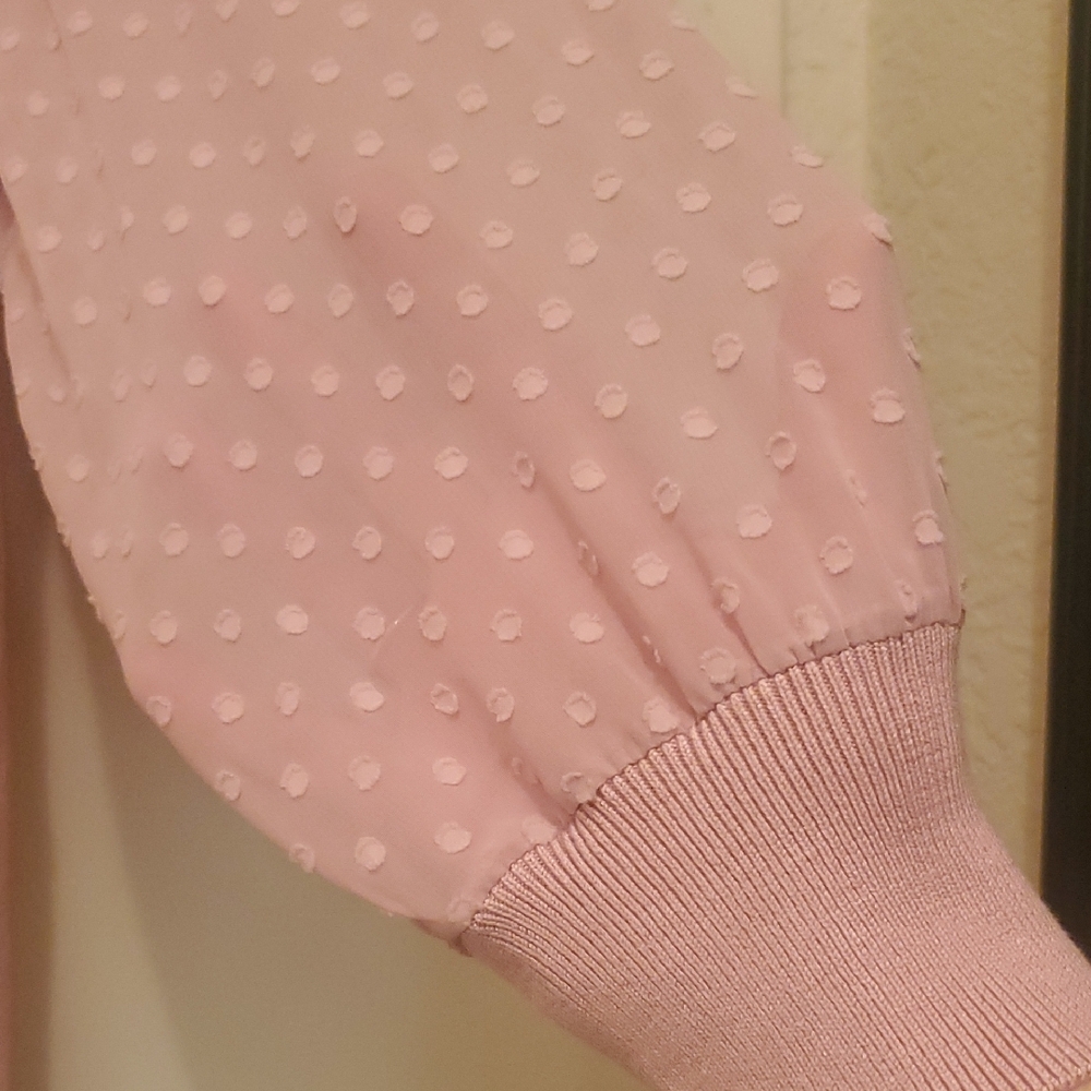 Sheer Sleeve Pink Sweater - Picture 3 of 5